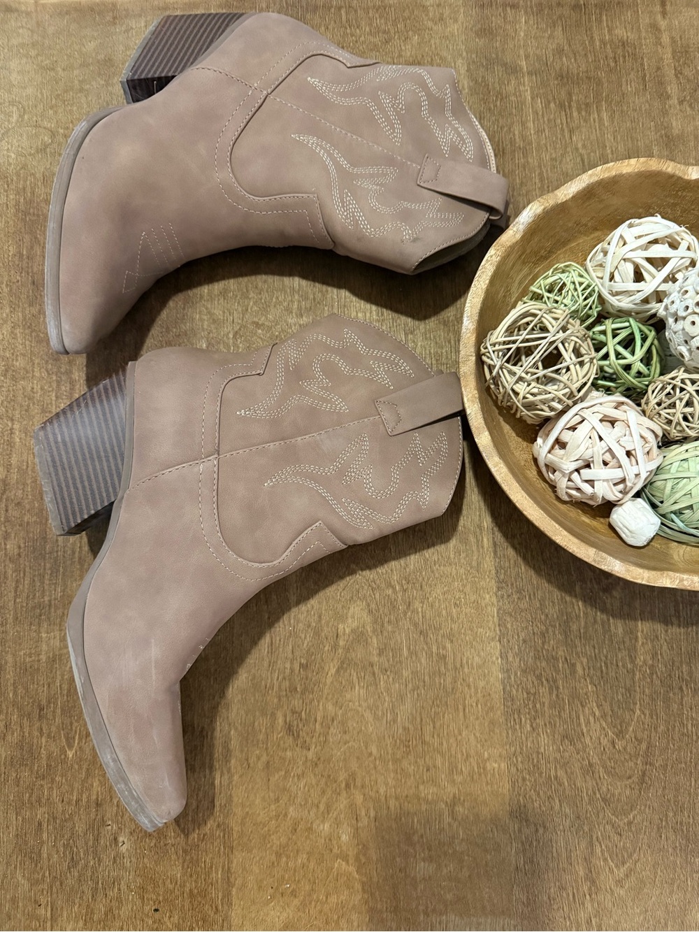Women's Taupe Western Ankle Boots